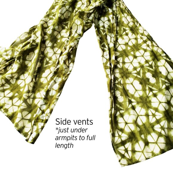 Primack 100% Cotton Gauze Mii length Green and White Tie Dye Print O/S - Picture 9 of 15